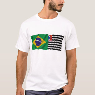 T-shirts São Paulo & bandeiras de ondulação de Brasil