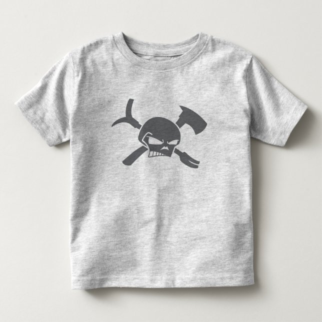 T-shirts Sapador-bombeiro da criança com crânio (Frente)