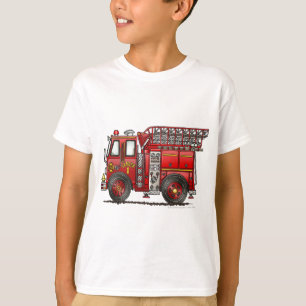 T-shirts Sapador-bombeiro do carro de bombeiros da escada
