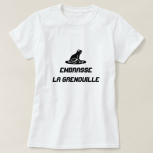 T-shirts sapo com texto Embrasse la grenouille
