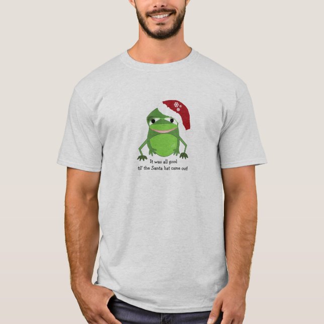 T-shirts Sapo de Natal Engraçado Com Dito (Frente)