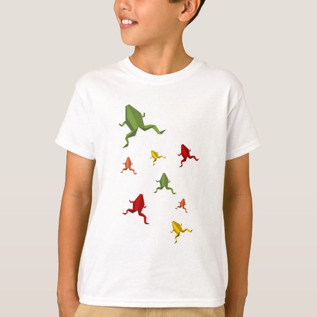 T-shirts sapo vibrante das cores do origami (Frente)