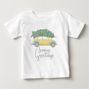 T-shirts Saudações de Fim de Ano Carro & Árvore
