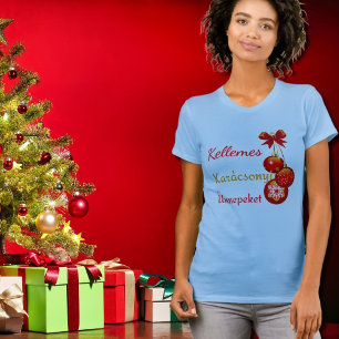 T-shirts Saudações de Natal Húngaro