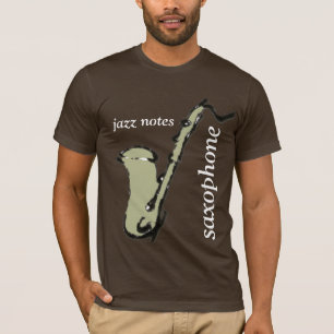 T-shirts saxofone, música jazz