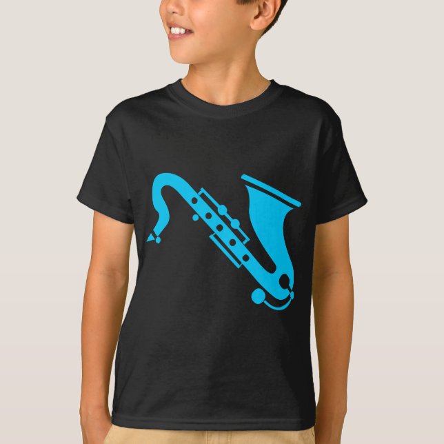 T-shirts Saxofone - Sky Blue (Frente)
