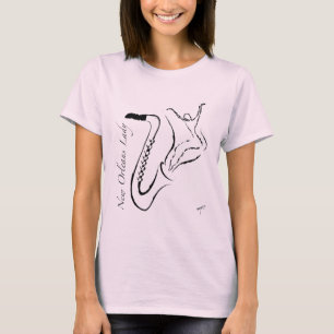T-shirts Saxophone. das senhoras T. de Nova Orleães