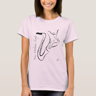 T-shirts Saxophone. das senhoras T. de Nova Orleães