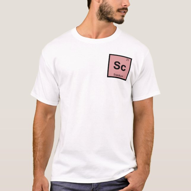 T-shirts Sc - Símbolo Periódico de Mesa Química Scandium (Frente)