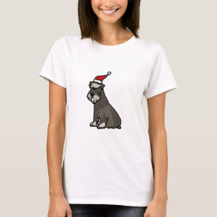 T-shirts Schnauzer engraçado no chapéu do Natal