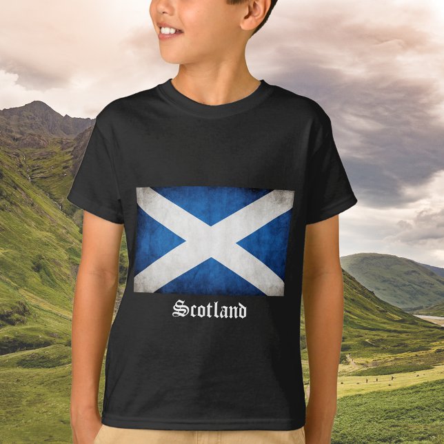 T-shirts Scotland Grunge Flag (Scotland flag tee avail in kid and adult sizes )