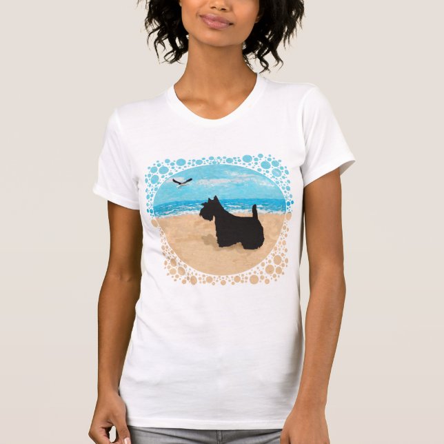 T-shirts Scottie na Praia com Gaivota (Frente)
