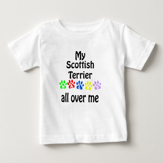 T-shirts Scottish Terrier Walks Design (Frente)