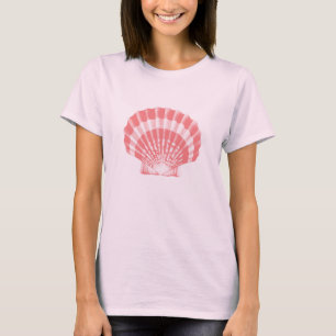 T-shirts Seashell - cor-de-rosa coral e branco