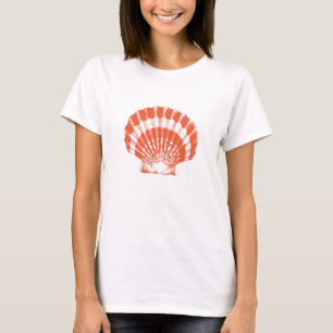 T-shirts Seashell - laranja e branco de coral