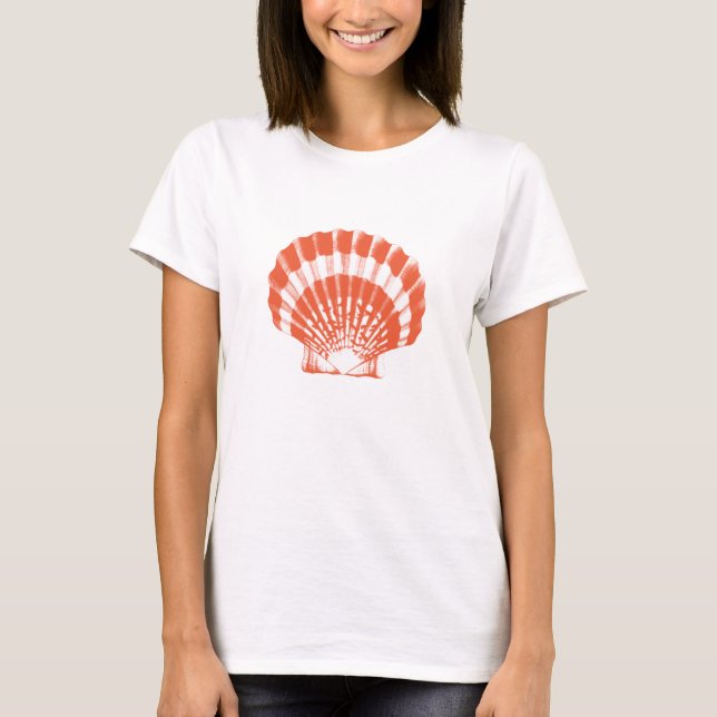 T-shirts Seashell - laranja e branco de coral (Frente)
