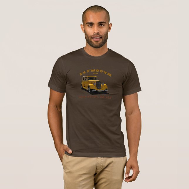 T-shirts Sedan 1934 de Plymouth. Costume. Regras de aço (Frente Completa)