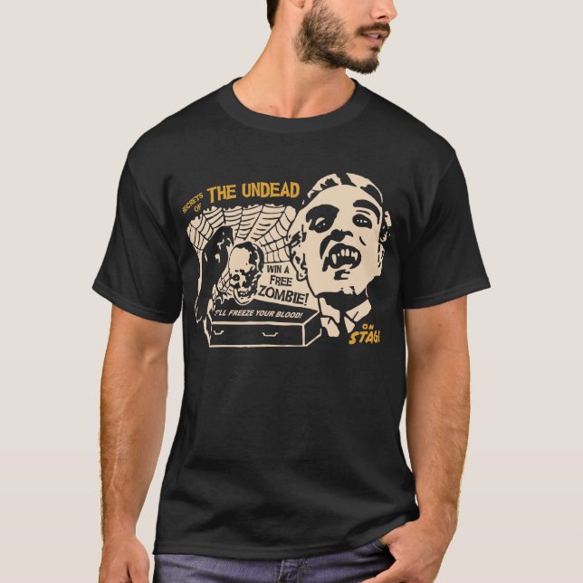 T-shirts Segredos do vivo - ganhe um zombi LIVRE! (Frente)