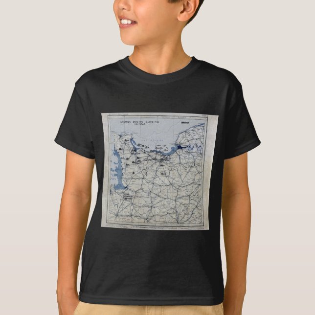 T-shirts Segunda guerra mundial dia D mapa 6 de junho de (Frente)