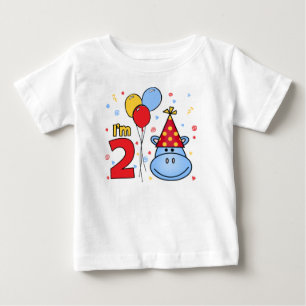 T-shirts Segundo aniversário de rosto Hippo Azul