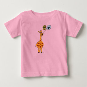 T-shirts segundo aniversário Girafa com Balões