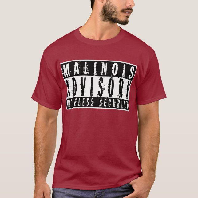 T-shirts Segurança sem fio consultiva de Malinois (Frente)