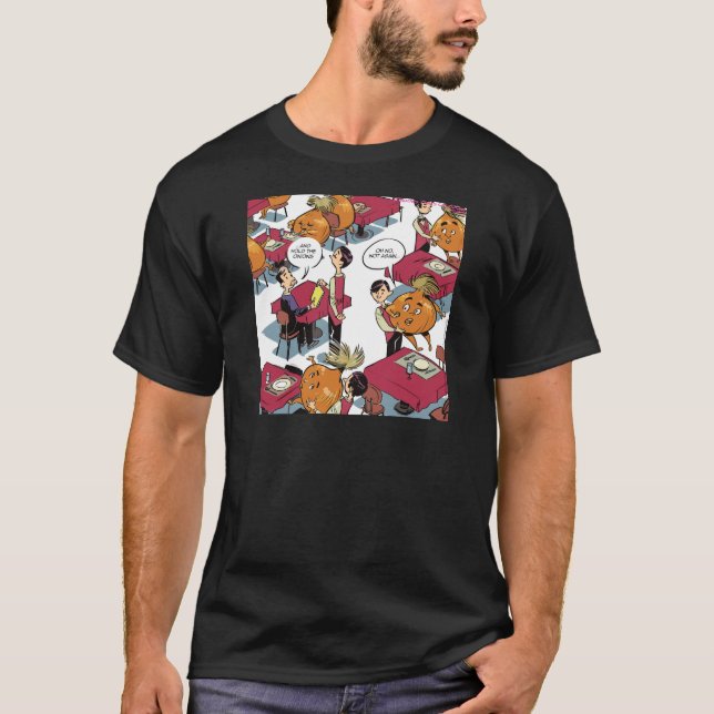T-shirts Segure as Cebolas Por Favor Comida Fofa Divertida (Frente)