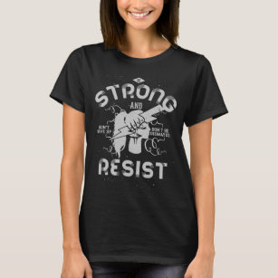 T-shirts Seja forte e resista à face de silhueta da mulher