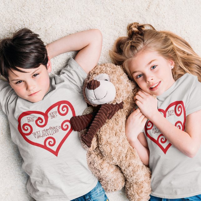 T-shirts Seja Meu Namorados Crianças Unisex (Be My Valentine Heart Unisex Kids T-Shirt)