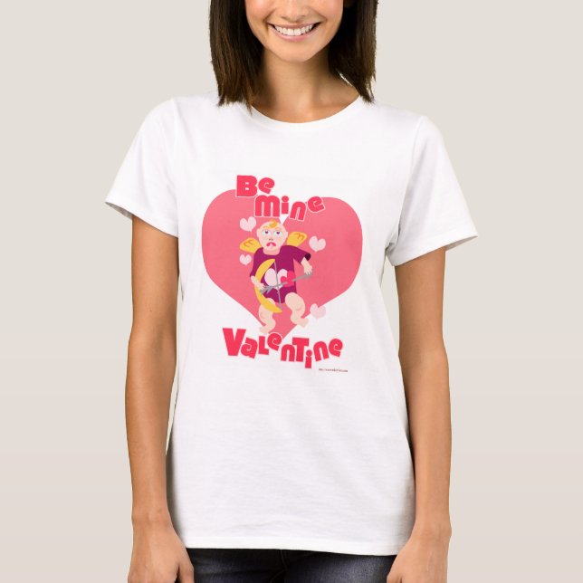 T-shirts Seja meu Namorados Cupid Cartoon Love Slogan (Frente)