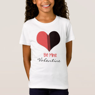 T-shirts Seja meu Namorados Vermelho Stripe Coração
