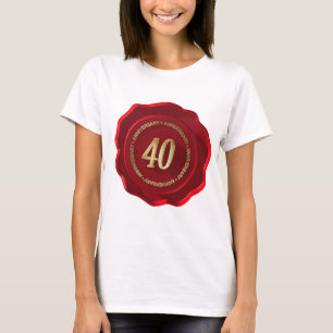 T-shirts selo de cera vermelha do 40º aniversário