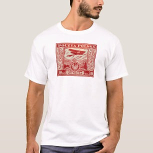 T-shirts selo polonês do correio aéreo 1925 30gr