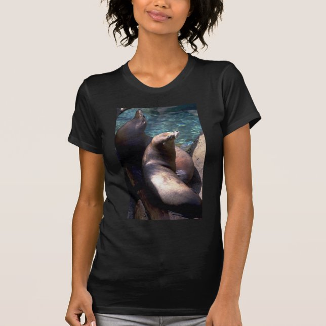 T-shirts Selos de porto com cabeças acima (Frente)