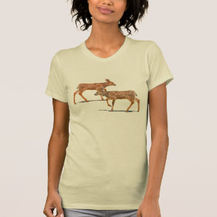 T-shirts Selvagem Deer Cute Caminhando Fawns Selvagens Bebê