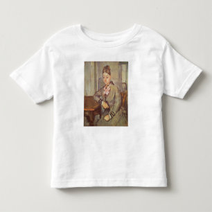 T-shirts Senhora Cezanne Leaning em uma mesa, 1873-77