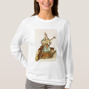 T-shirts Senhora da qualidade que joga a guitarra, placa de