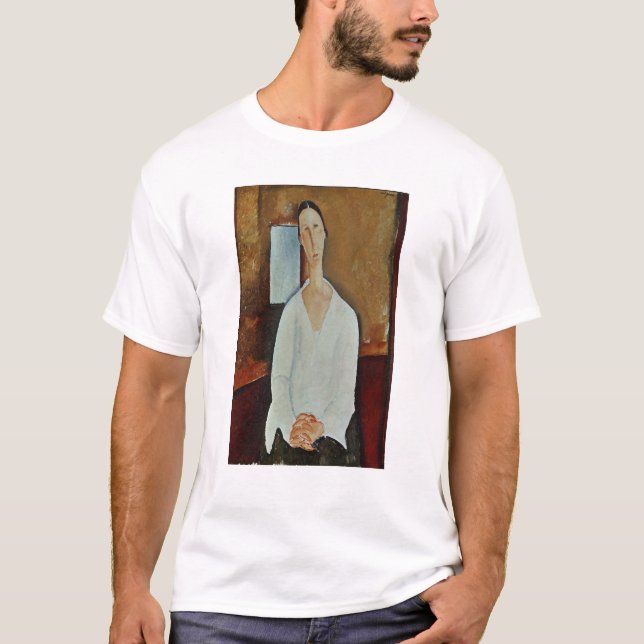 T-shirts Senhora Zborowska com mãos Clasped, c.1917 (Frente)