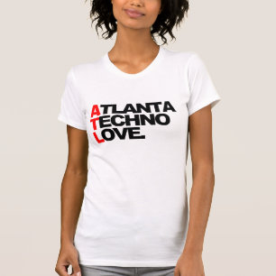 T-shirts Senhoras do amor de Atlanta Techno (brancas)