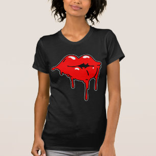 T-shirts Senhoras Twofer do gotejamento dos lábios complet