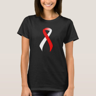 T-shirts Sensibilização do suporte à fita vermelha e branca