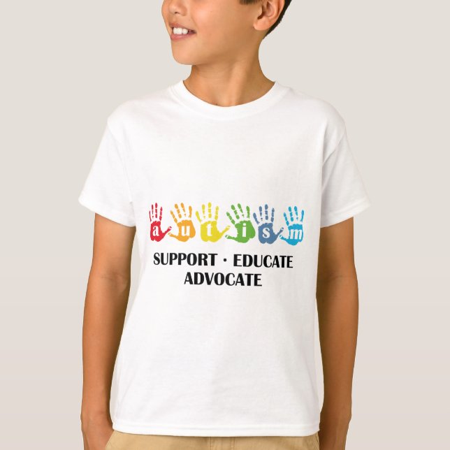 T-shirts Sensibilização para o Autismo: Apoiar o advogado e (Frente)