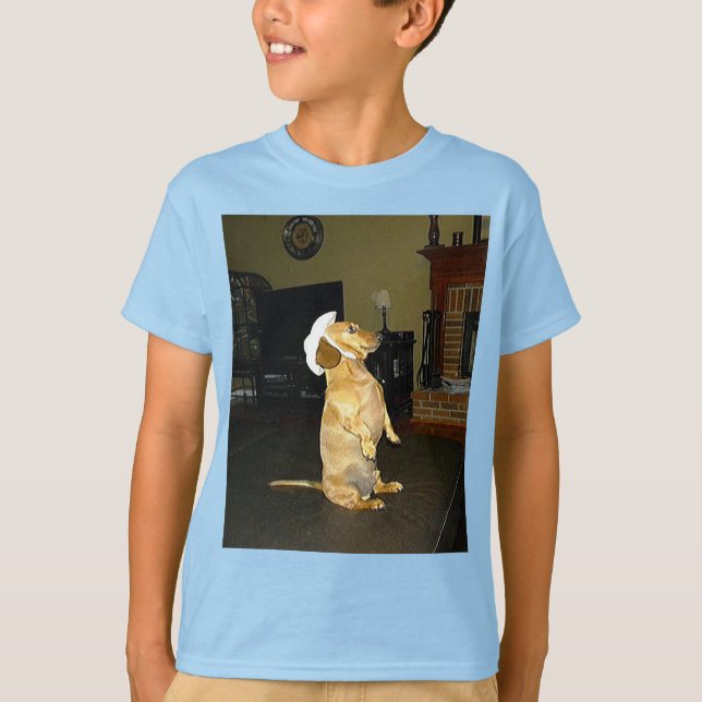 T-shirts Sentado Bonito ou assistindo TV Dachshund Kids (Frente)