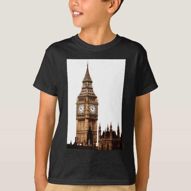 T-shirts Sepia Big Ben Tower (Frente)