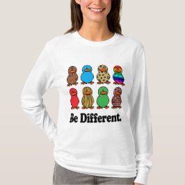 T-shirts ser diferente padrão engraçado patos