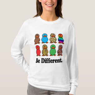 T-shirts ser diferente padrão engraçado patos
