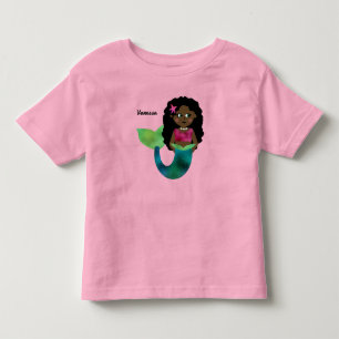 T-shirts Sereia Afro-Americana Personalizada Faux Foil