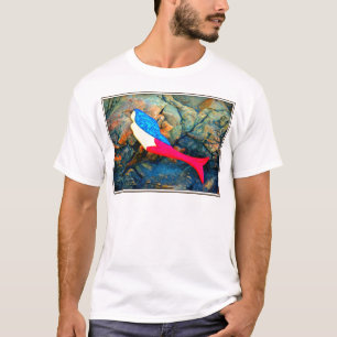 T-shirts sereia vermelha e azul