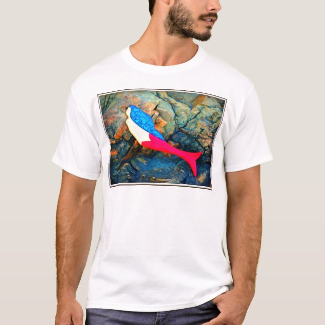 T-shirts sereia vermelha e azul (Frente)