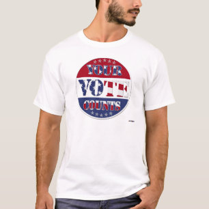 T-shirts SEU VOTO CONTA COM Sinalizador e Estrelas dos EUA
